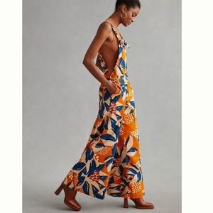 NWT Anthropologie Farm Rio Deep V Wide Leg Jumpsuit XS
